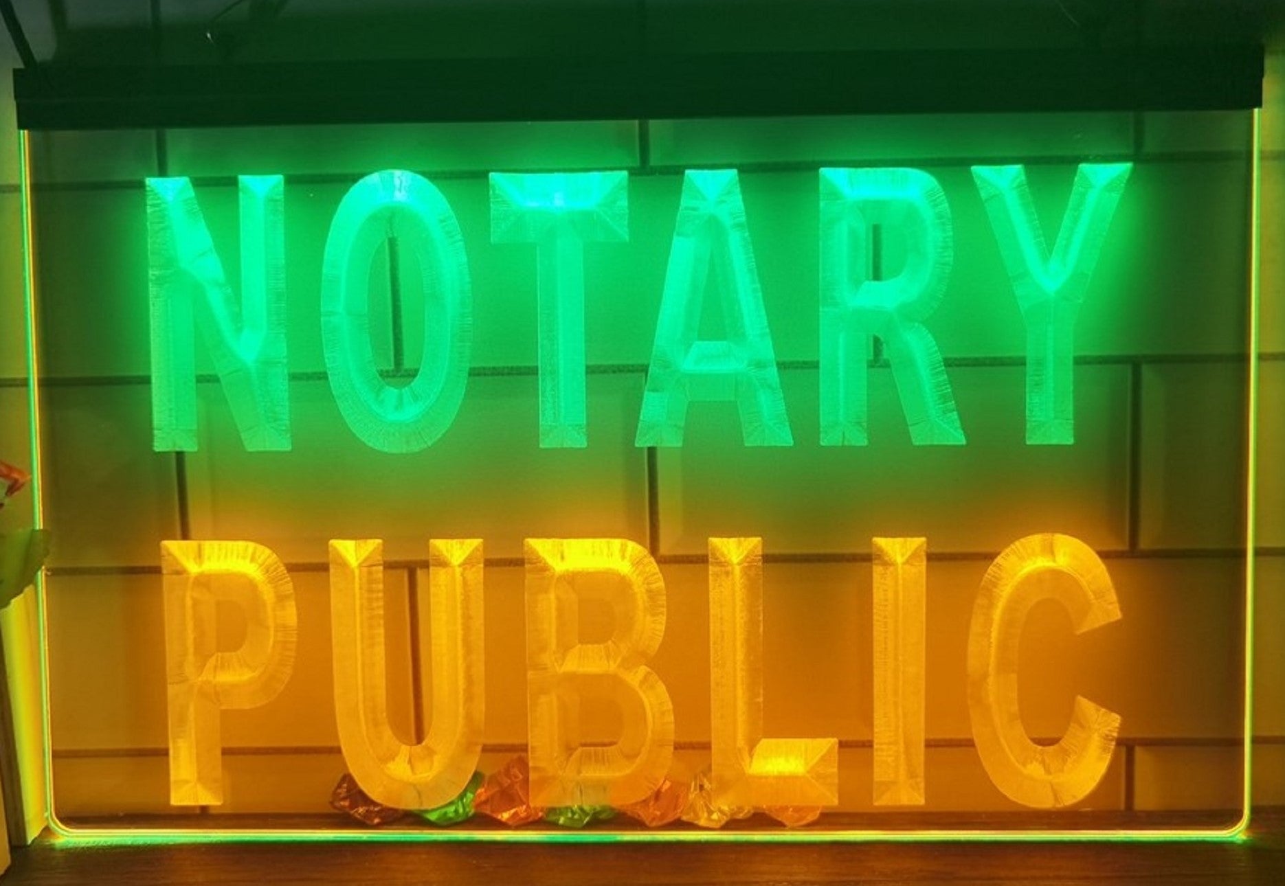 Notary Public Led Neon Sign Dual Color Notary Public Signatory Office Decor