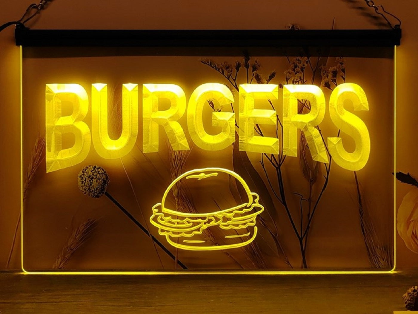 Burgers Led Neon Sign Kebab Burger Restaurant Wall Or Desktop Decor