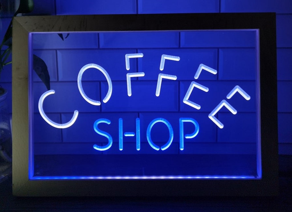 Coffee Shop Led Neon Sign Framed Coffee Shop Decor