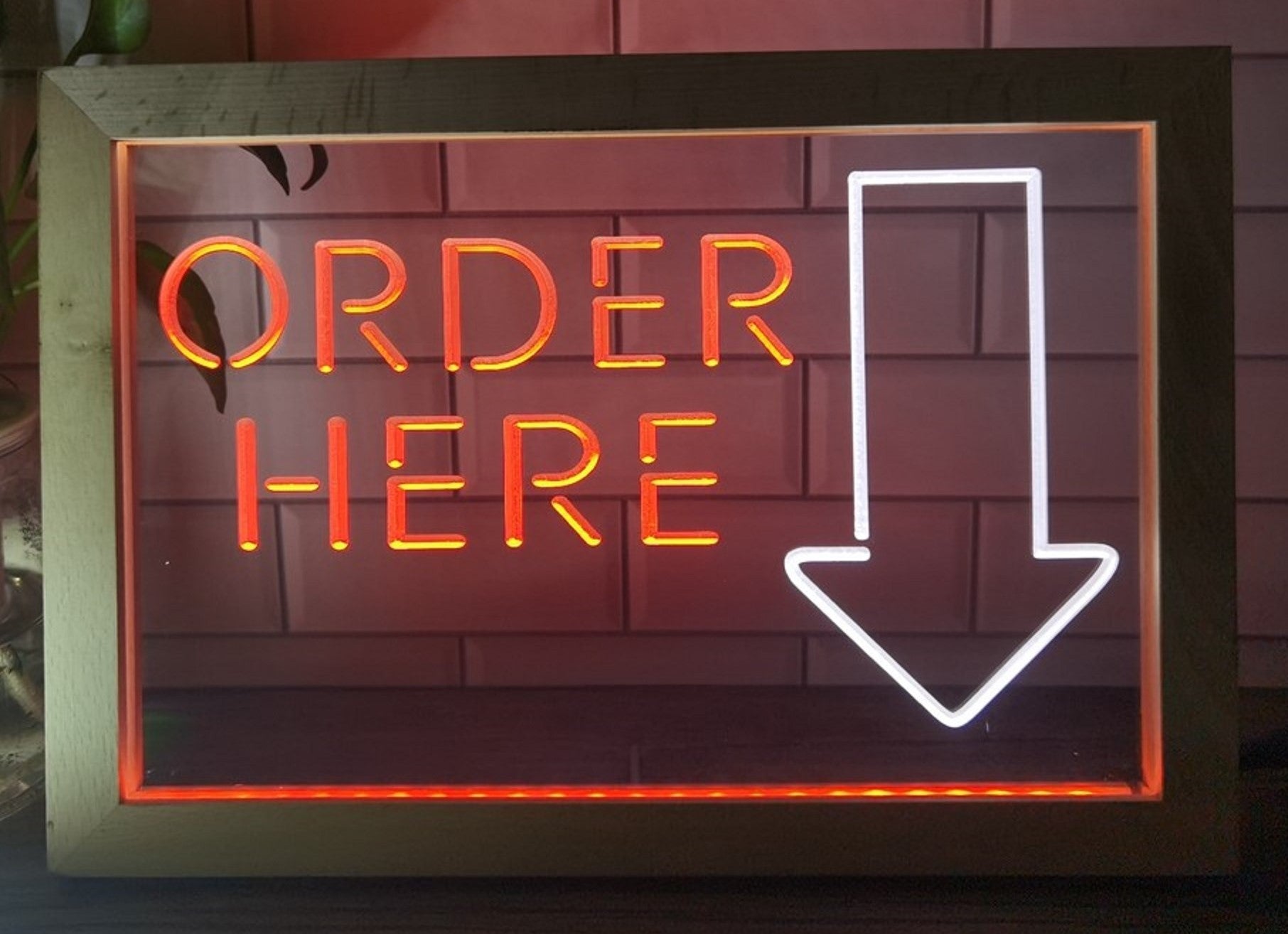 Order Here Led Neon Sign Framed Shop Coffee Shop Decor Wall Hanging Desktop