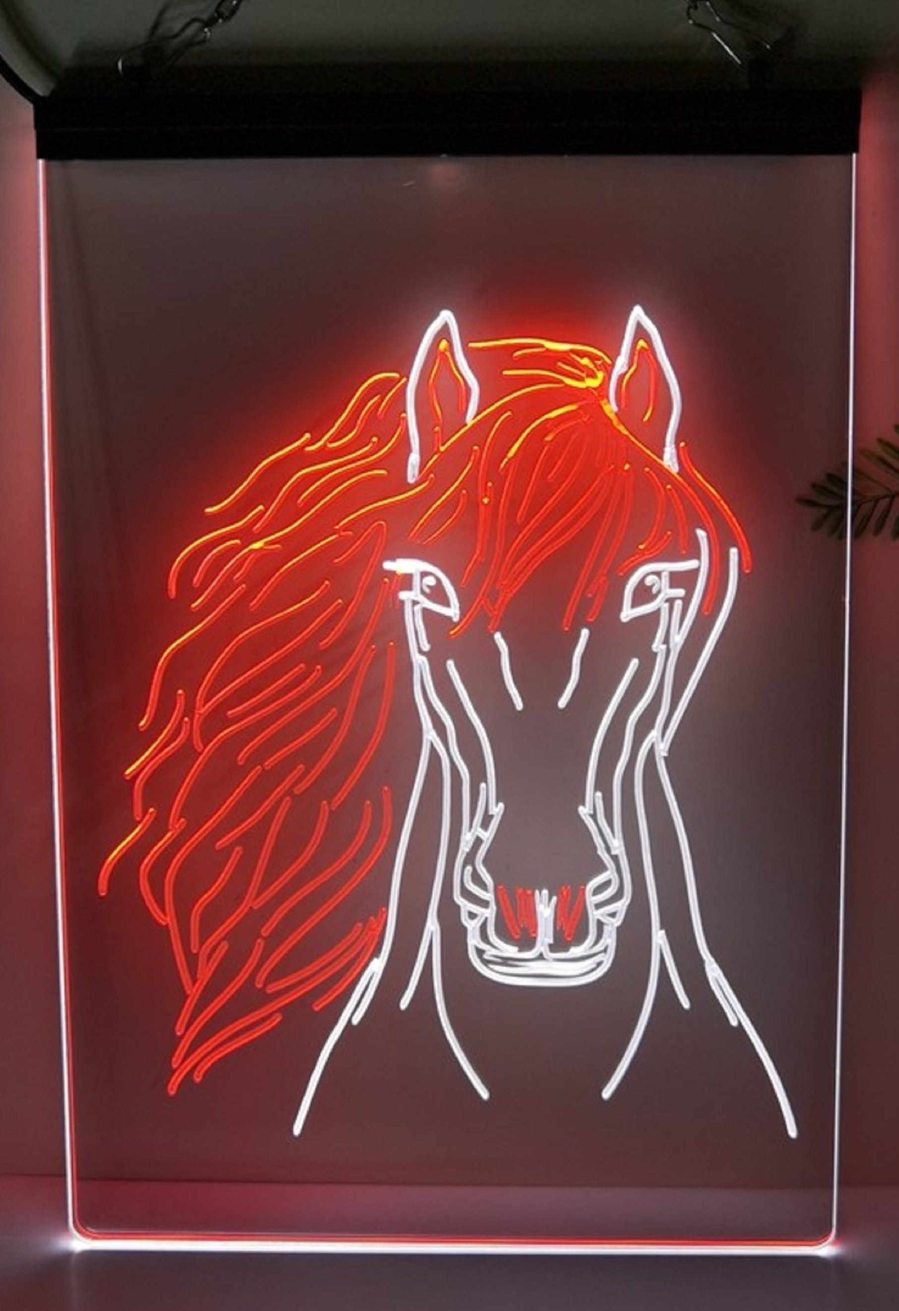 Horse Face Led Neon Sign Dual Color Home Cowboys Jockey Ranch Room Pet Shop Decor