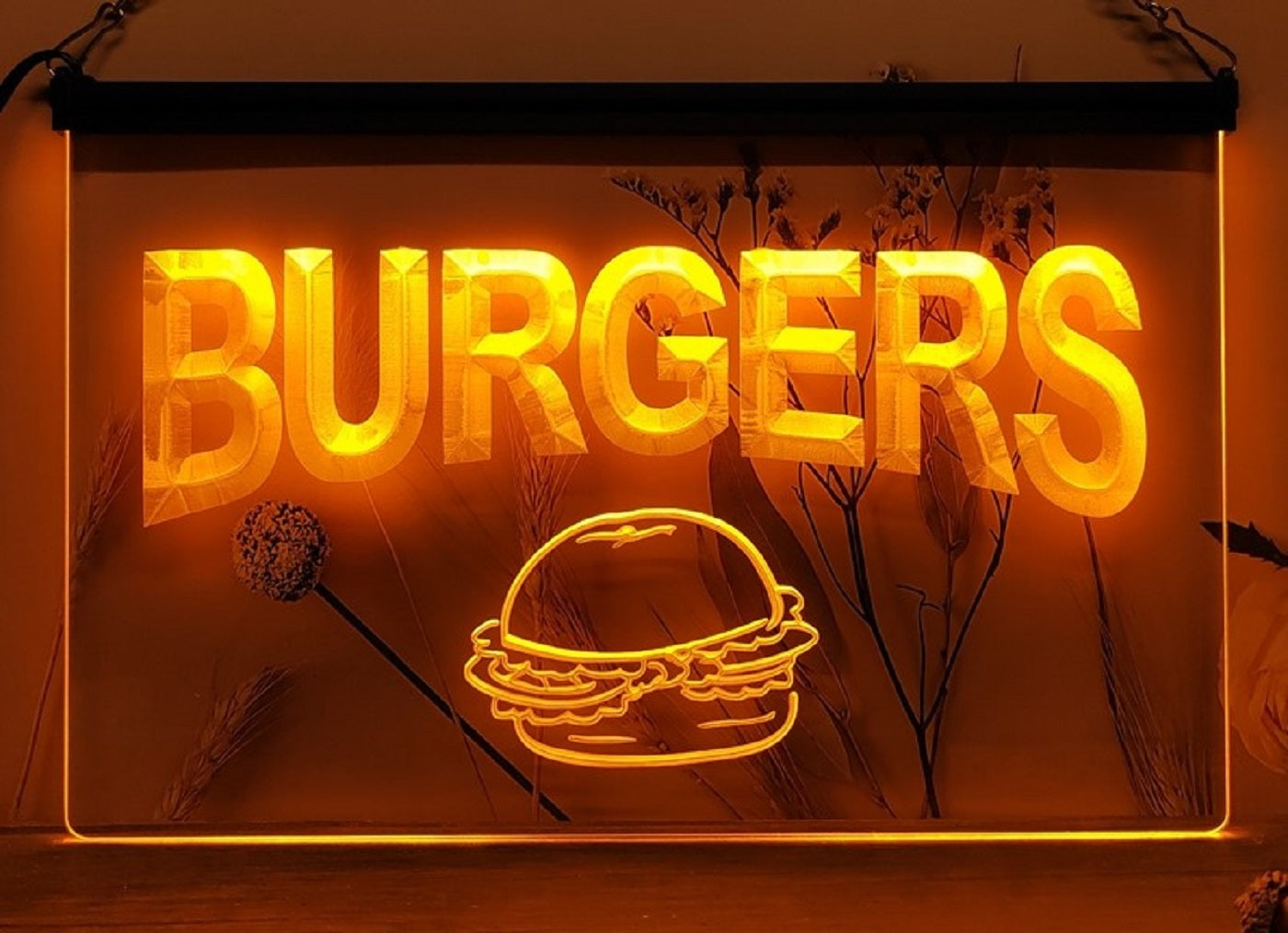 Burgers Led Neon Sign Kebab Burger Restaurant Wall Or Desktop Decor