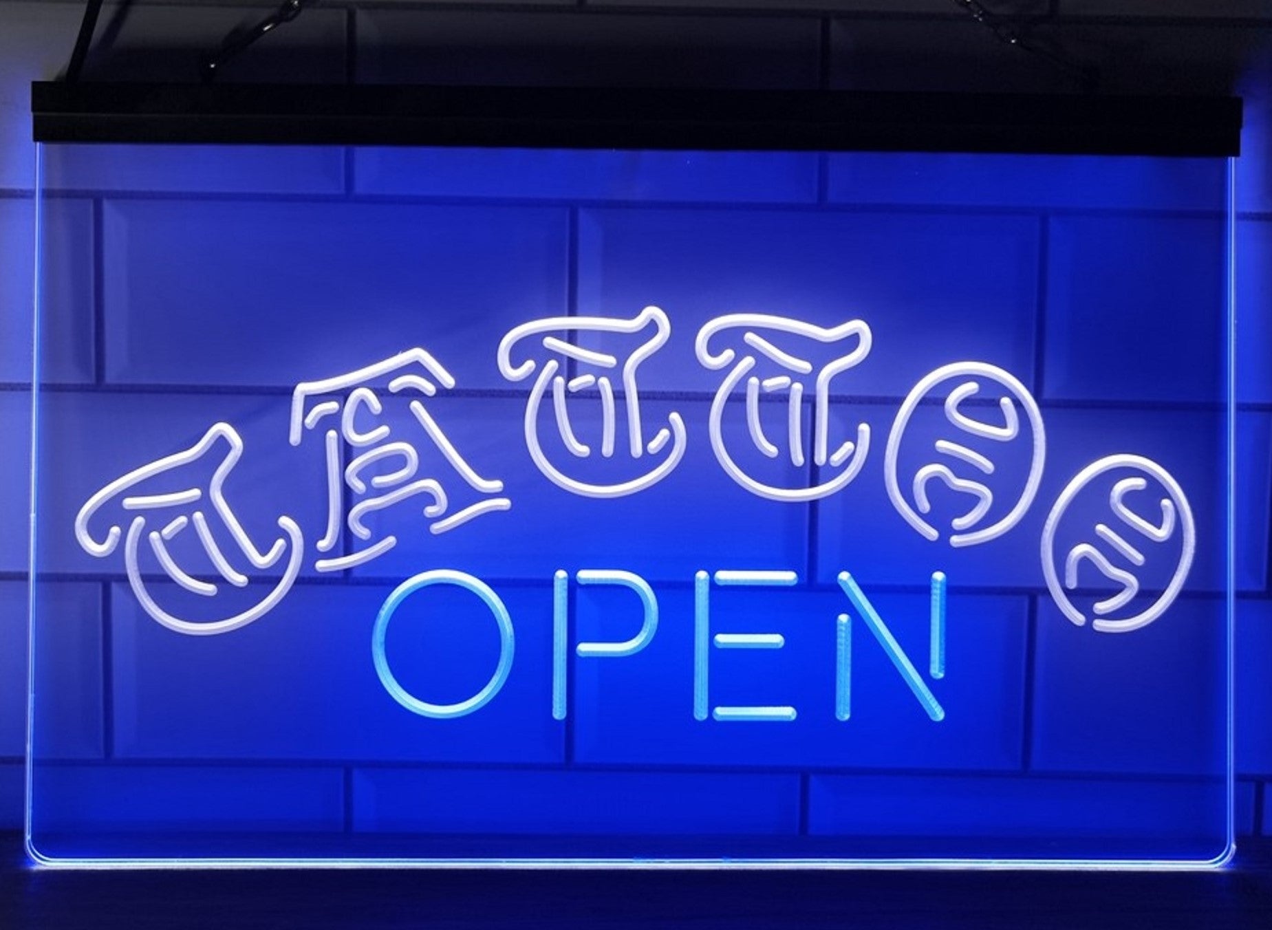 Tattoo Open Led Neon Sign Dual Color Tattoo Salon Shop Wall Or Desktop Decor