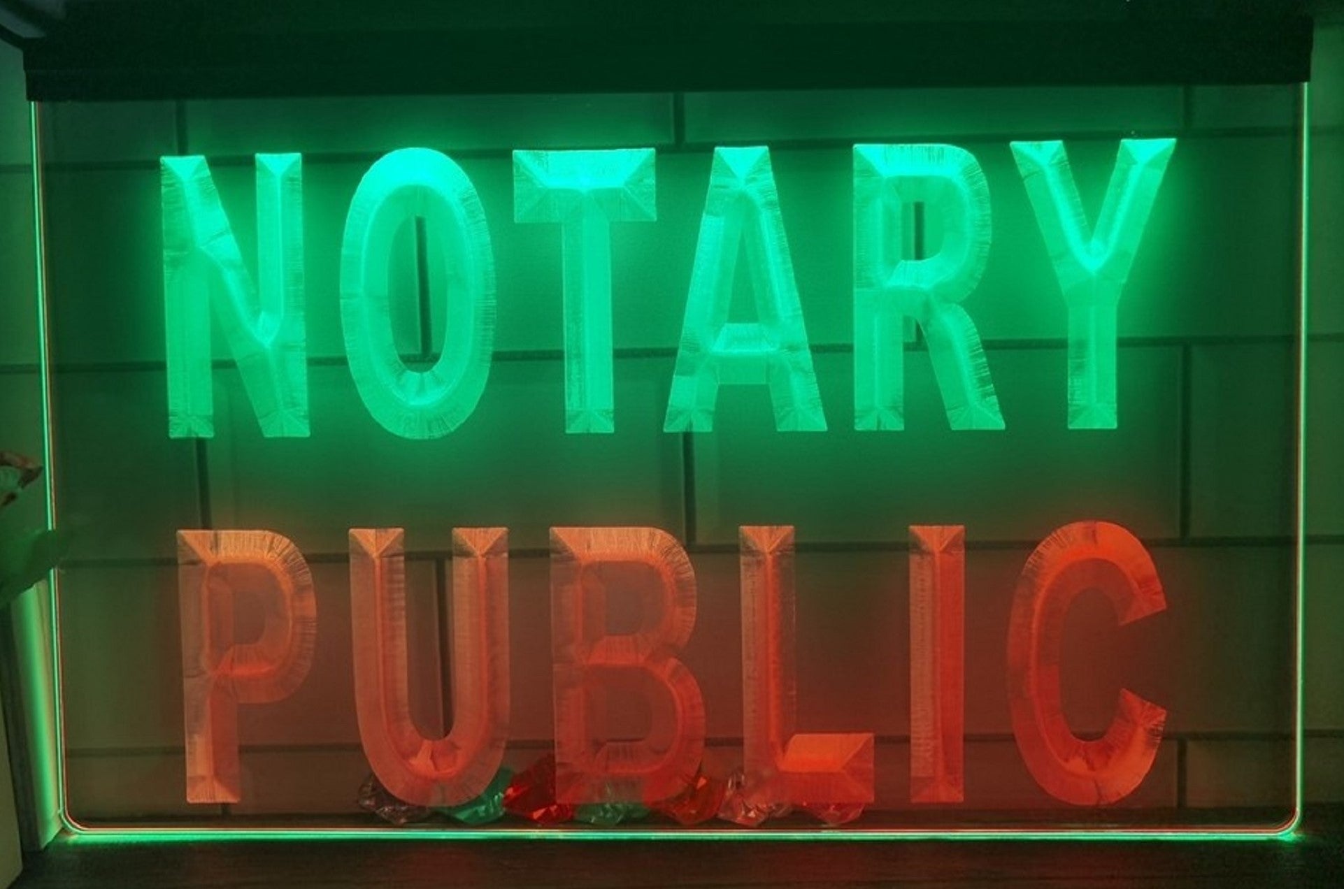 Notary Public Led Neon Sign Dual Color Notary Public Signatory Office Decor