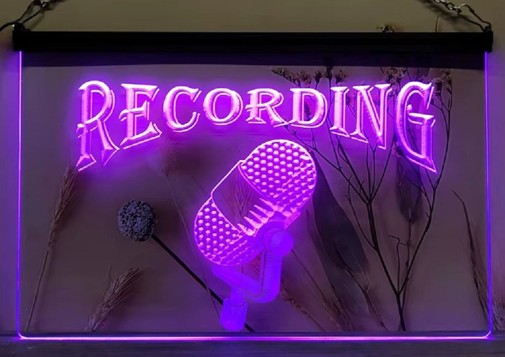 Recording Mic Led Neon Sign Home Studio Room Audio Studio Decor
