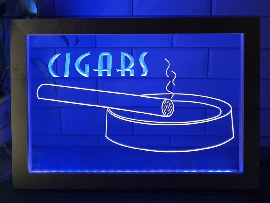 Cigars Ashtray Led Neon Sign Framed Cigar Lounge Cigar Shop Vape Shop Decor