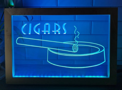 Cigars Ashtray Led Neon Sign Framed Cigar Lounge Cigar Shop Vape Shop Decor