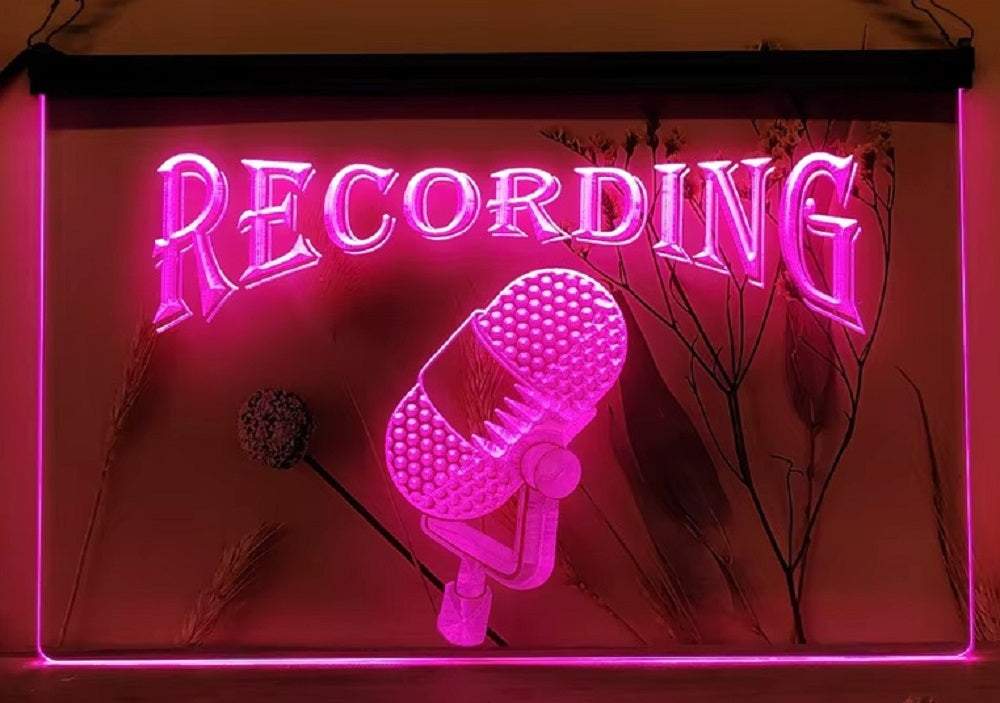 Recording Mic Led Neon Sign Home Studio Room Audio Studio Decor