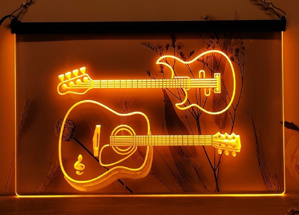 Guitars Led Neon Sign Home Music Room Audio Recording Studio Decor