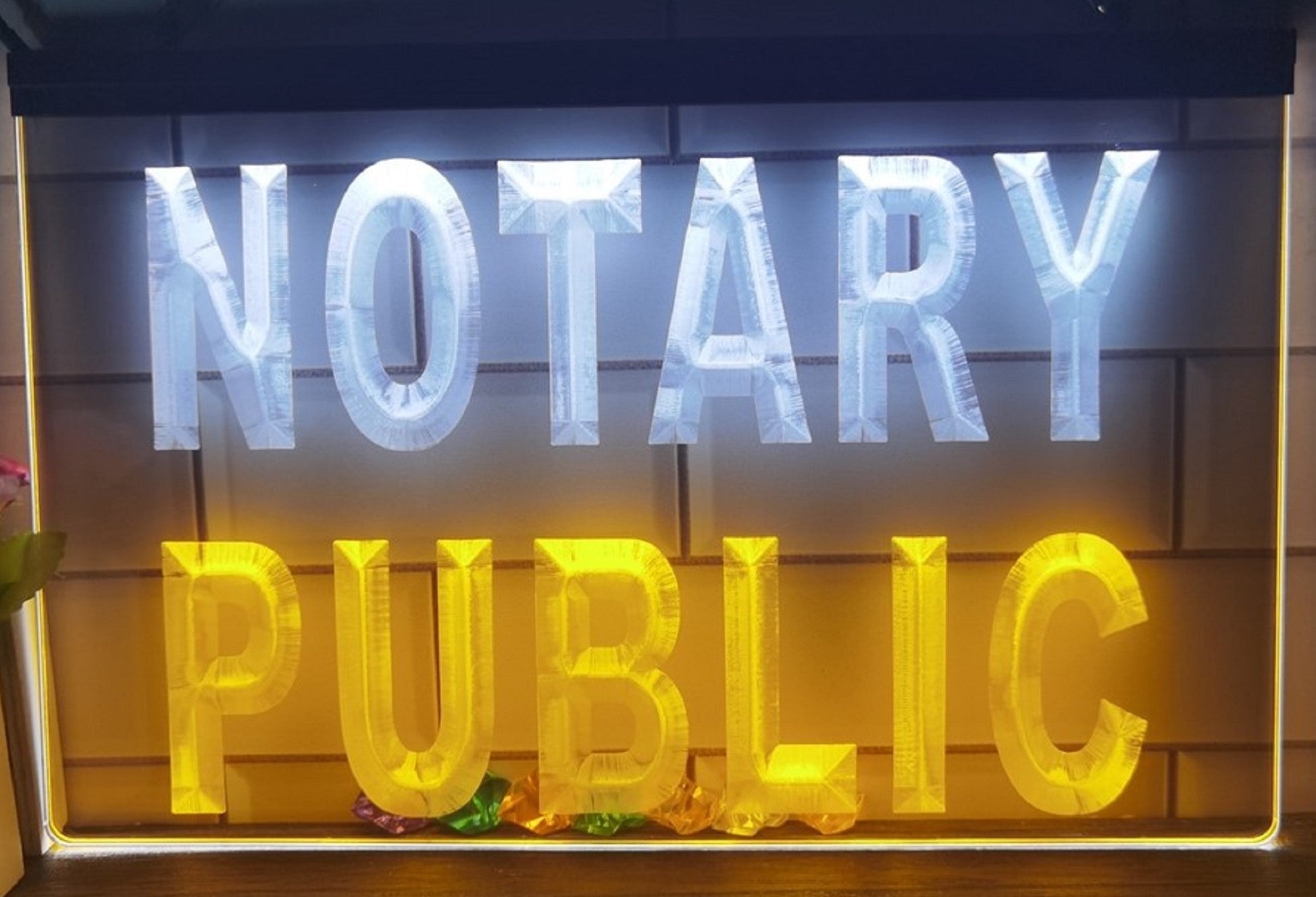 Notary Public Led Neon Sign Dual Color Notary Public Signatory Office Decor