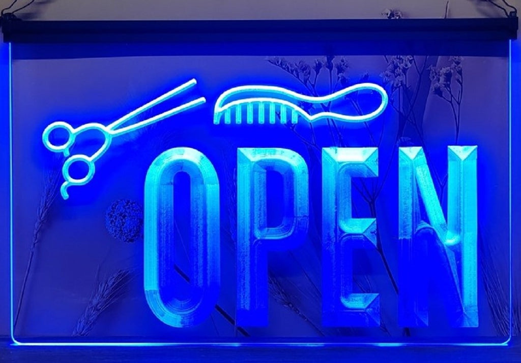Haircut Salon Open Led Neon Sign Barber Shop Haircut Salon Decor