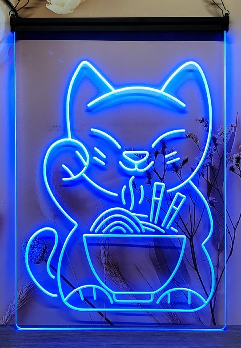 Maneki Neko Lucky Cat Led Neon Sign Home Office Wall OR Desktop Decor