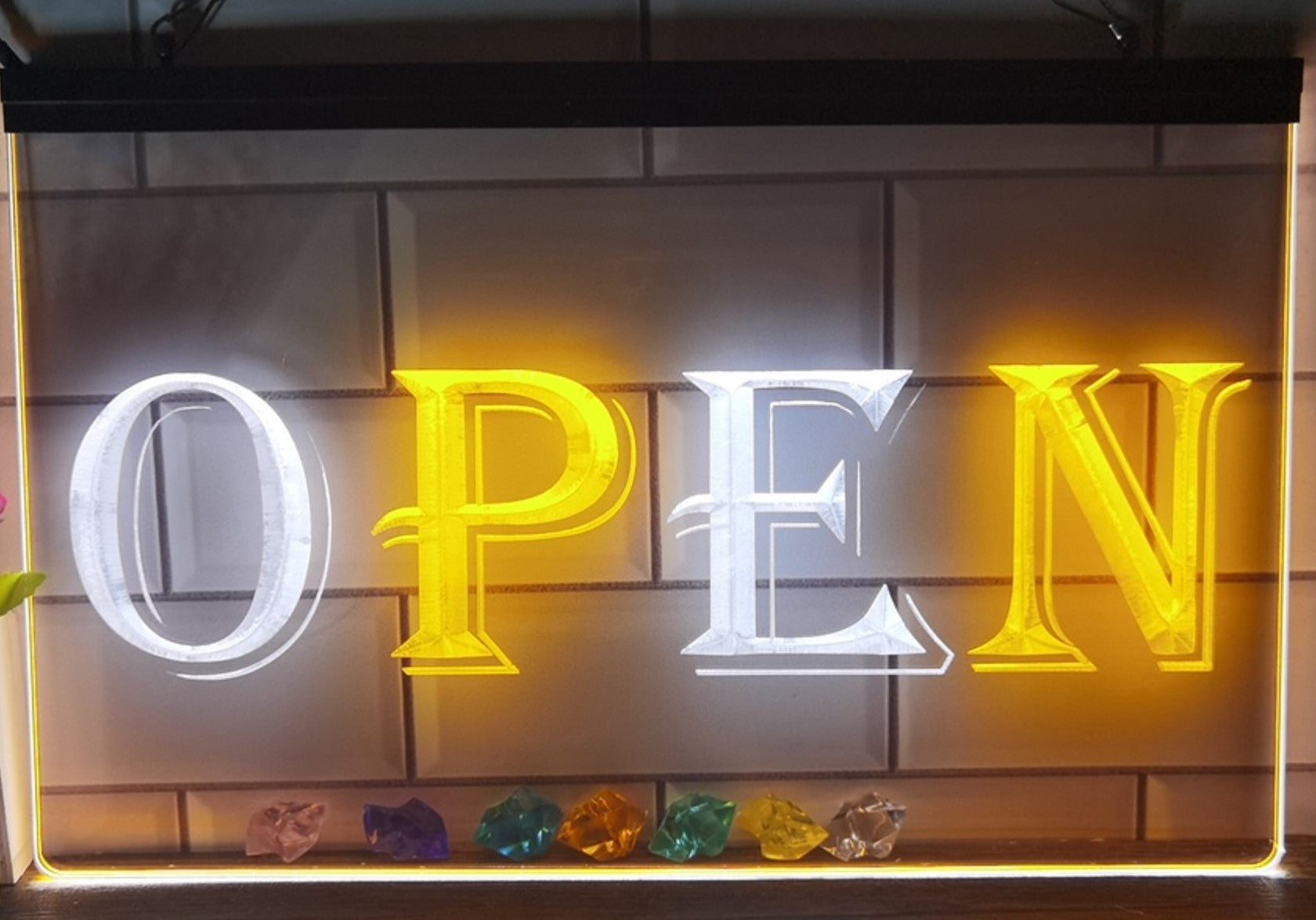 Open Led Neon Sign Dual Color Store Shop Restaurant Decor Wall Hanging