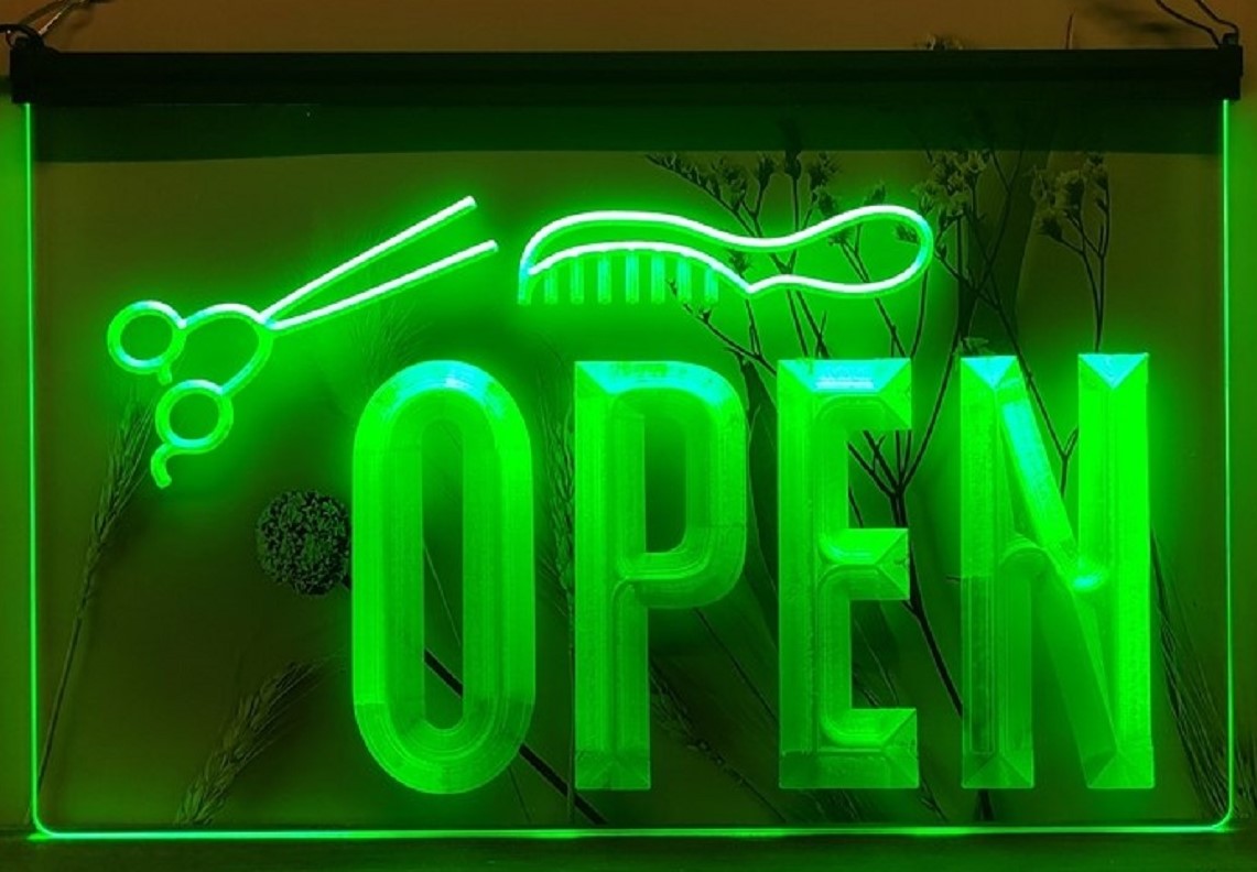 Haircut Salon Open Led Neon Sign Barber Shop Haircut Salon Decor