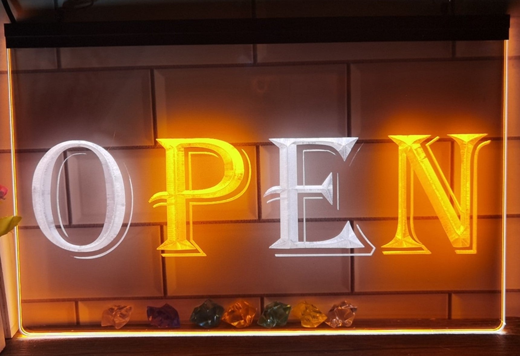 Open Led Neon Sign Dual Color Store Shop Restaurant Decor Wall Hanging