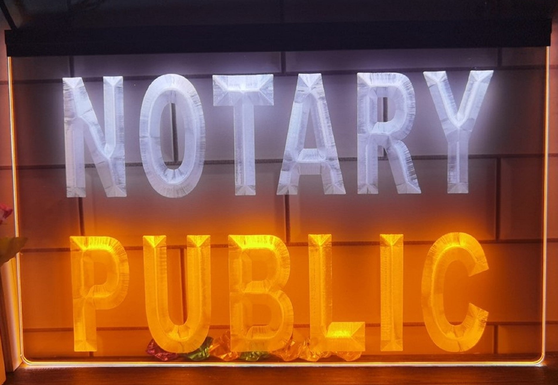 Notary Public Led Neon Sign Dual Color Notary Public Signatory Office Decor