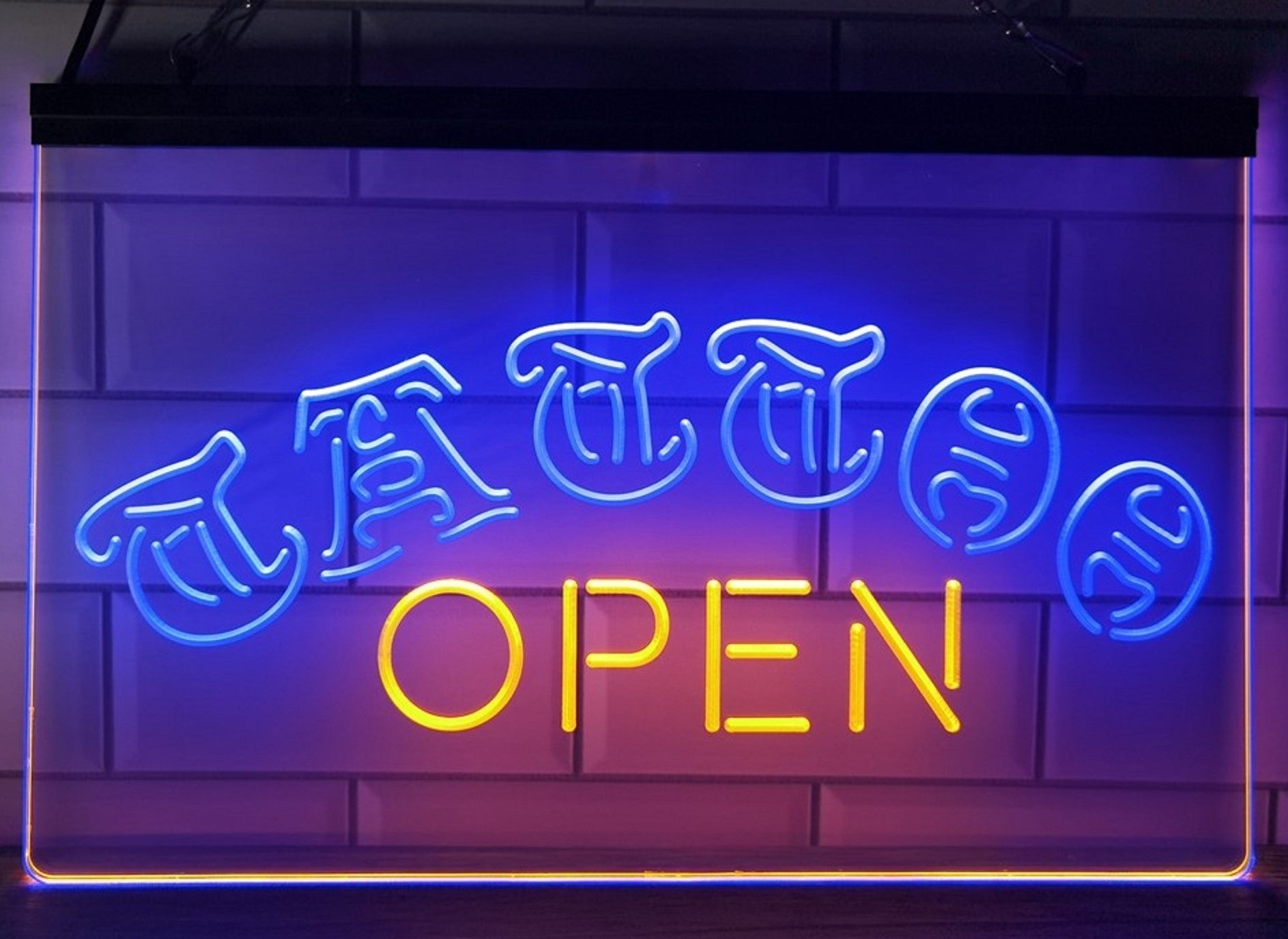 Tattoo Open Led Neon Sign Dual Color Tattoo Salon Shop Wall Or Desktop Decor