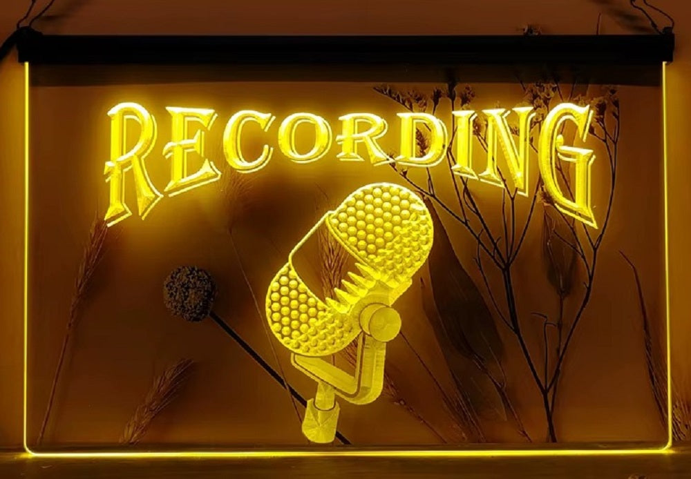 Recording Mic Led Neon Sign Home Studio Room Audio Studio Decor