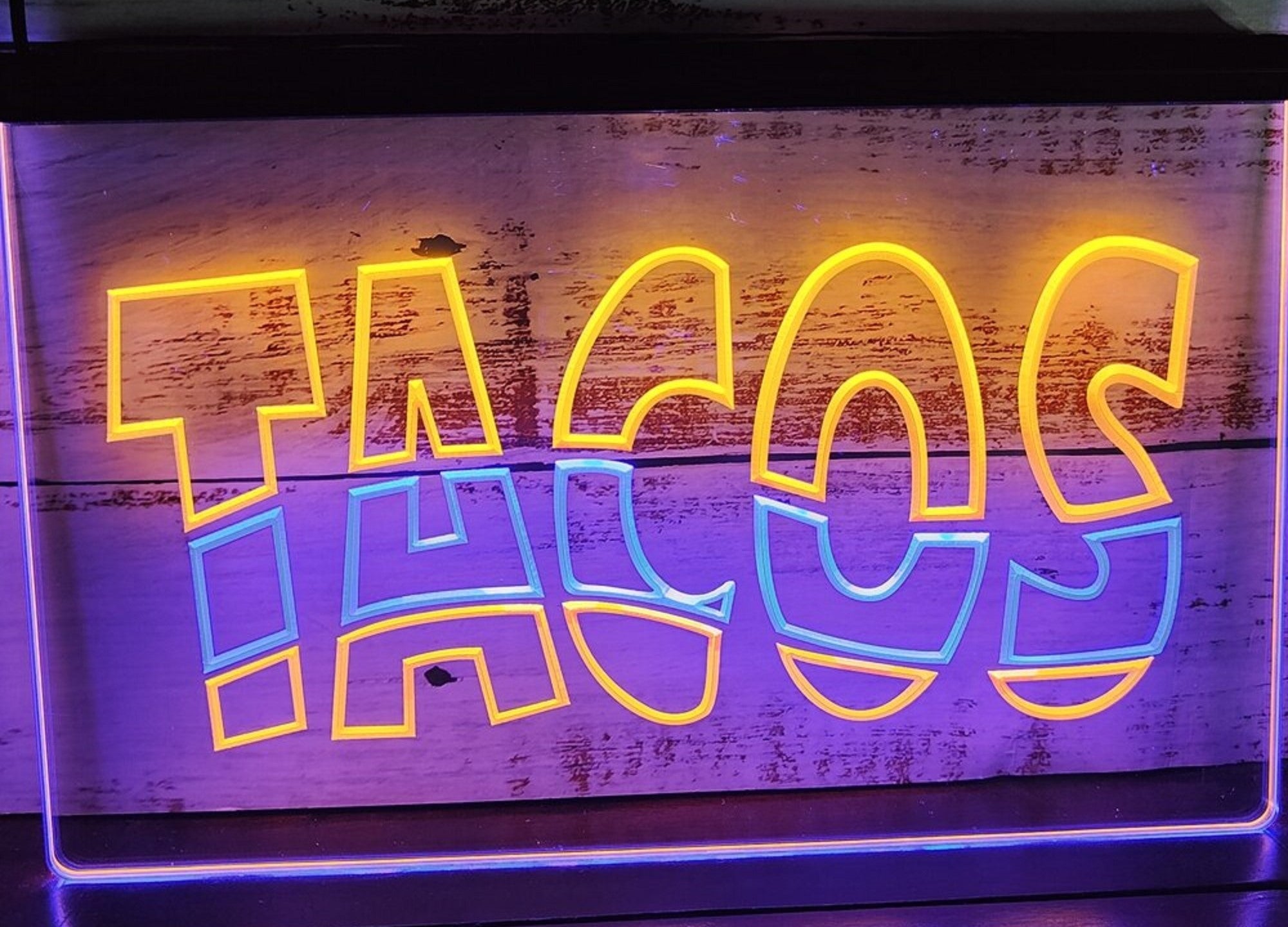 Tacos Led Neon Sign Dual Color Mexican Restaurant Wall Or Desktop Decor