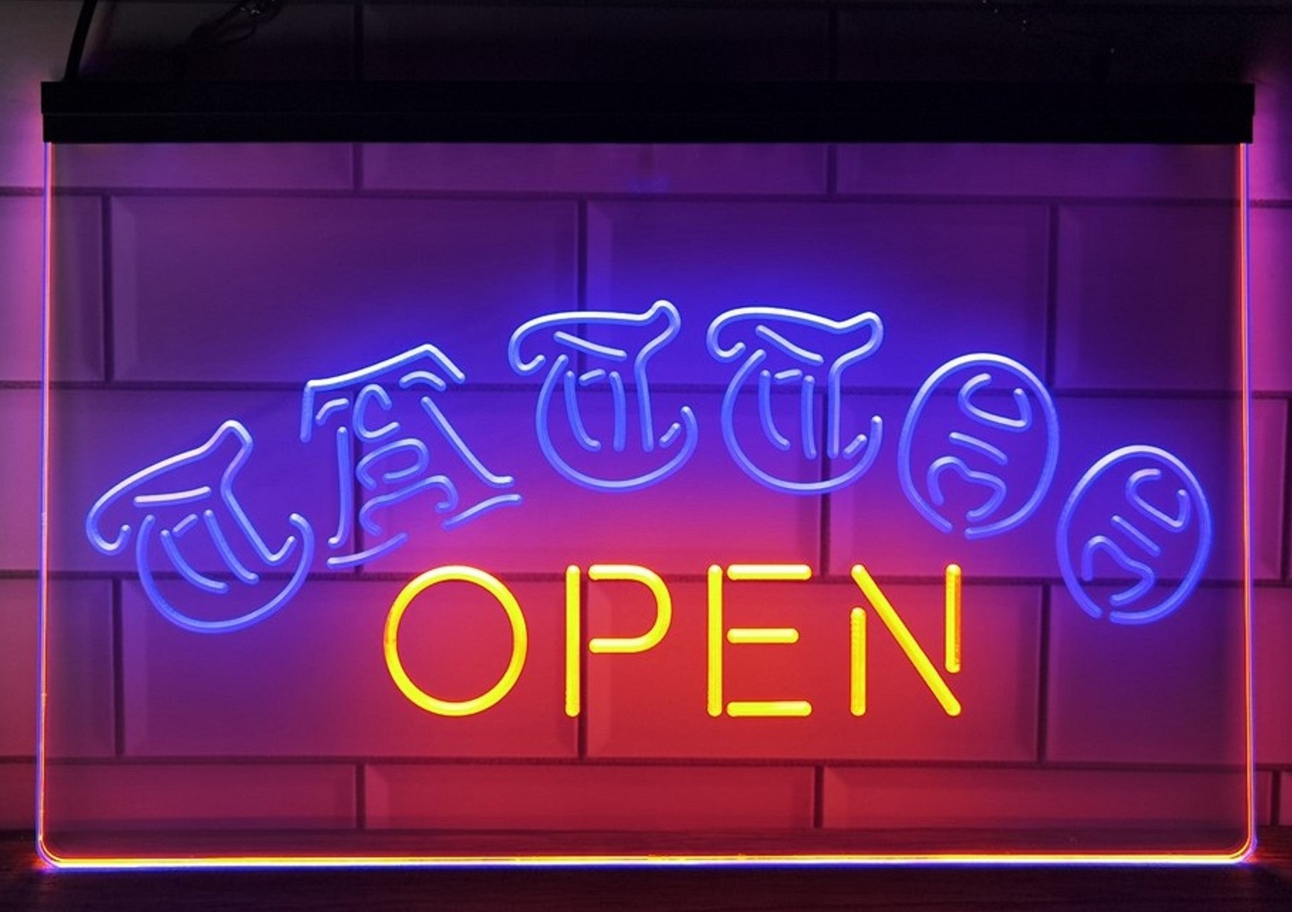 Tattoo Open Led Neon Sign Dual Color Tattoo Salon Shop Wall Or Desktop Decor