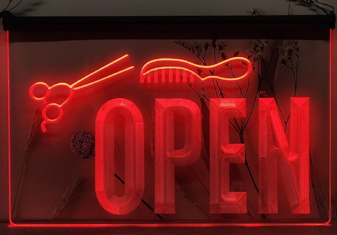Haircut Salon Open Led Neon Sign Barber Shop Haircut Salon Decor