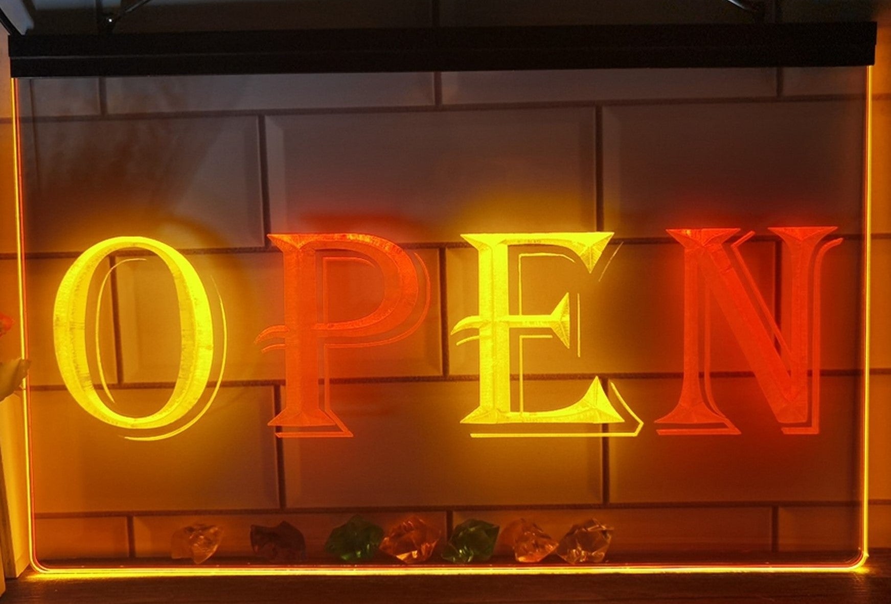 Open Led Neon Sign Dual Color Store Shop Restaurant Decor Wall Hanging