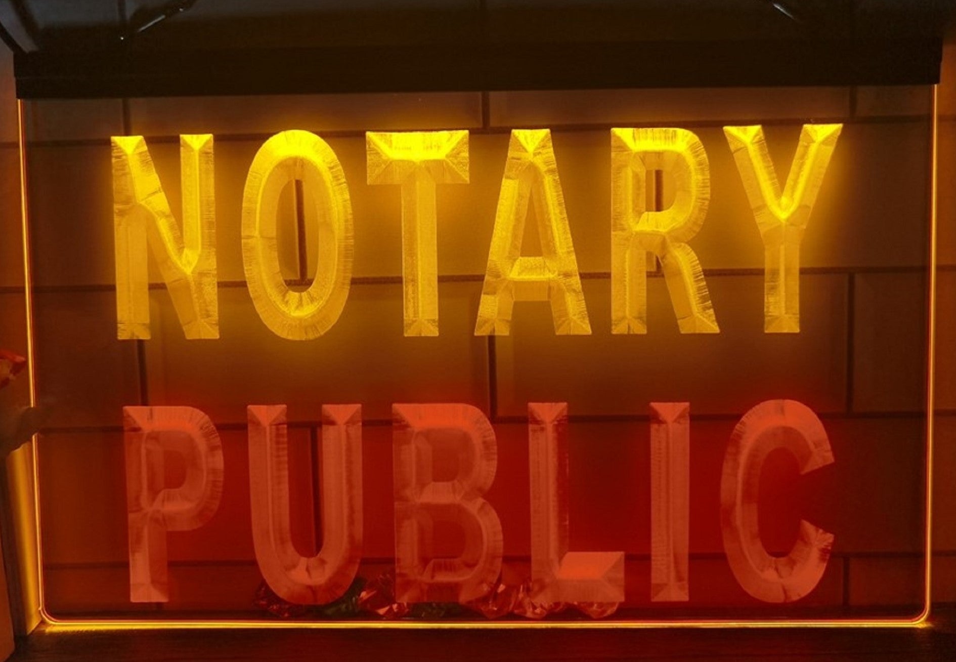 Notary Public Led Neon Sign Dual Color Notary Public Signatory Office Decor
