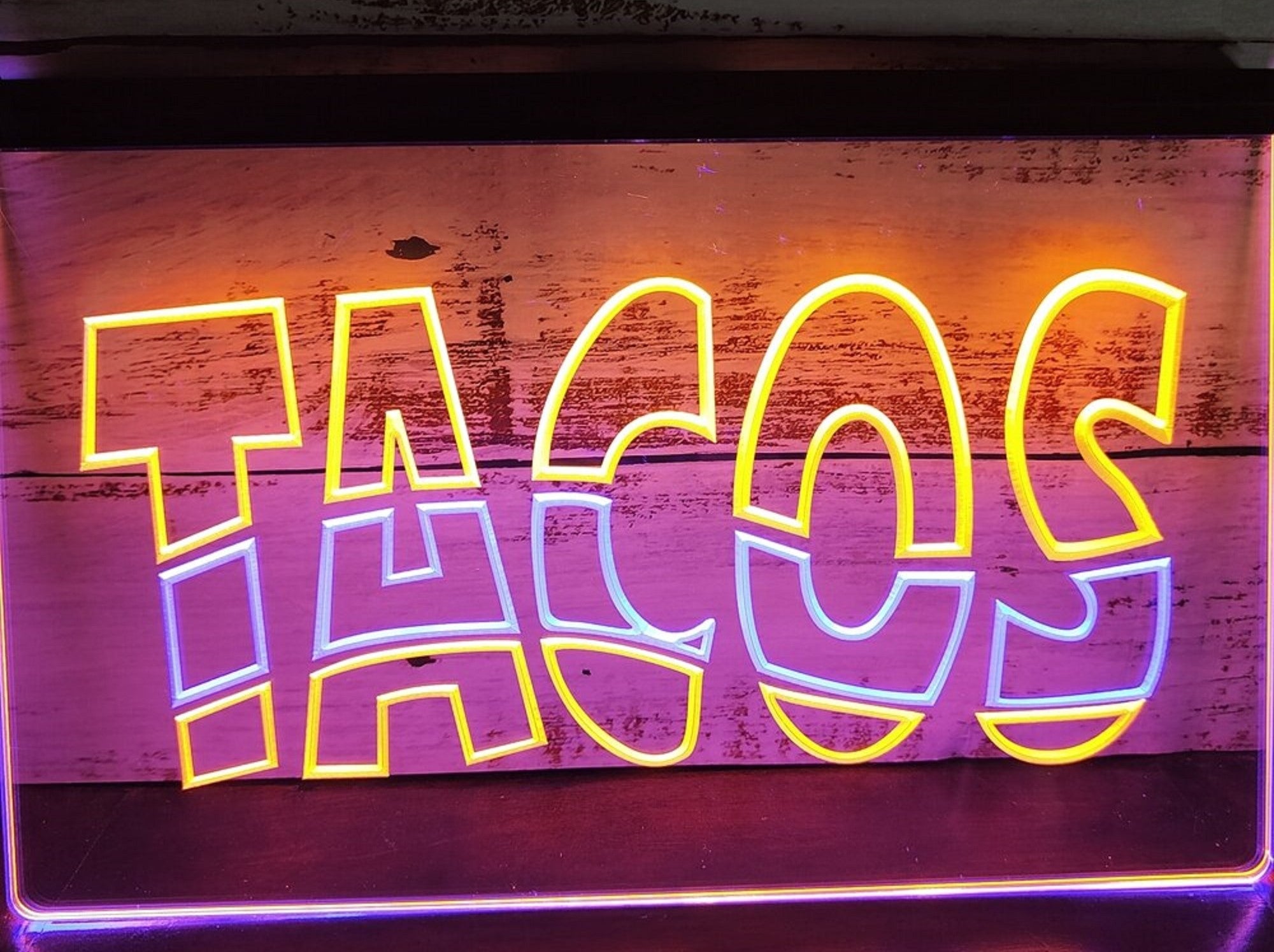 Tacos Led Neon Sign Dual Color Mexican Restaurant Wall Or Desktop Decor
