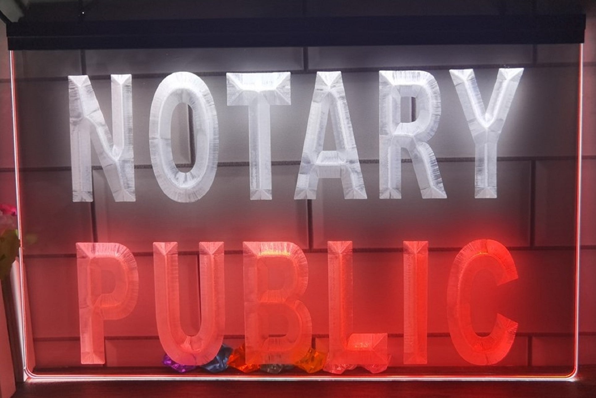 Notary Public Led Neon Sign Dual Color Notary Public Signatory Office Decor