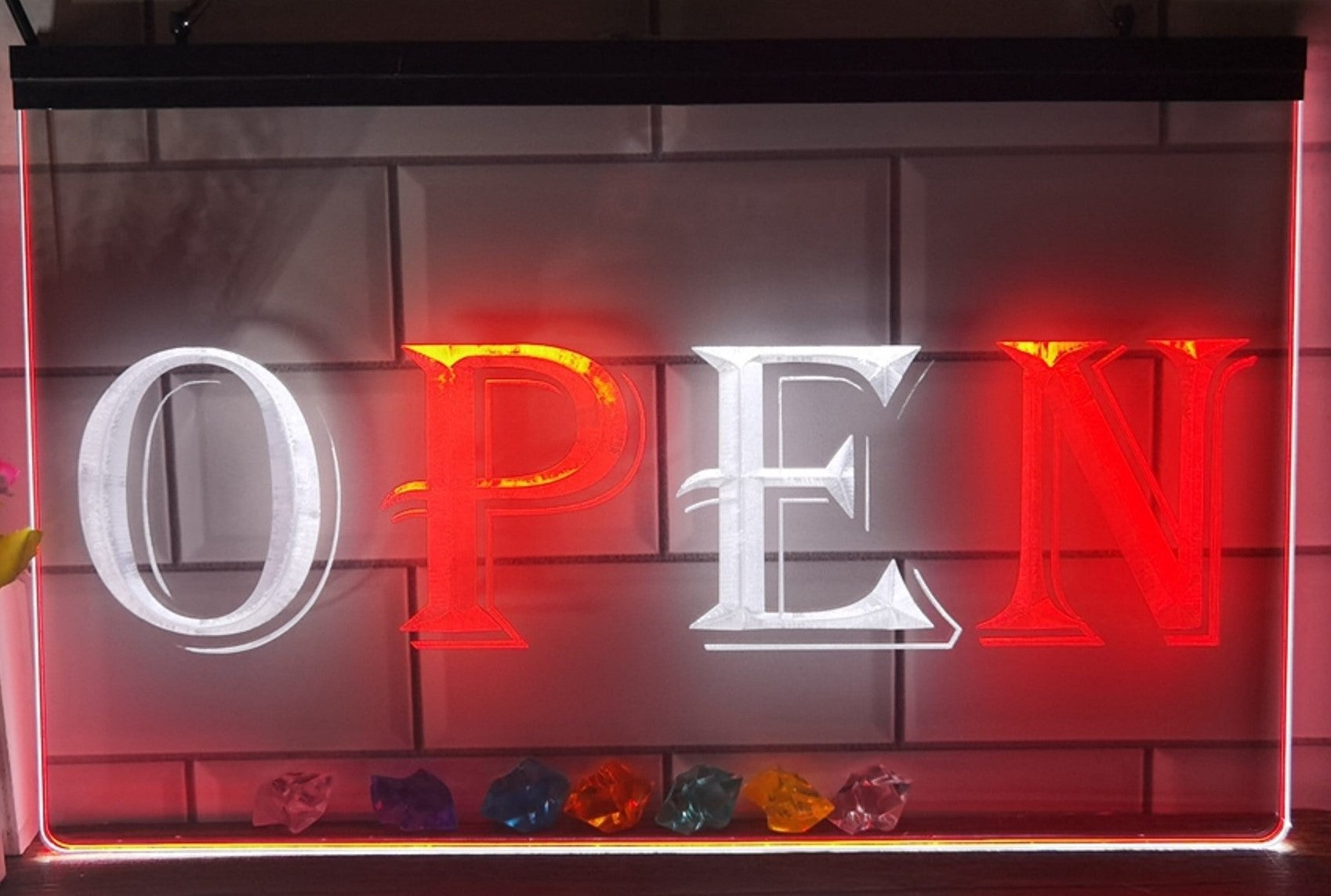 Open Led Neon Sign Dual Color Store Shop Restaurant Decor Wall Hanging