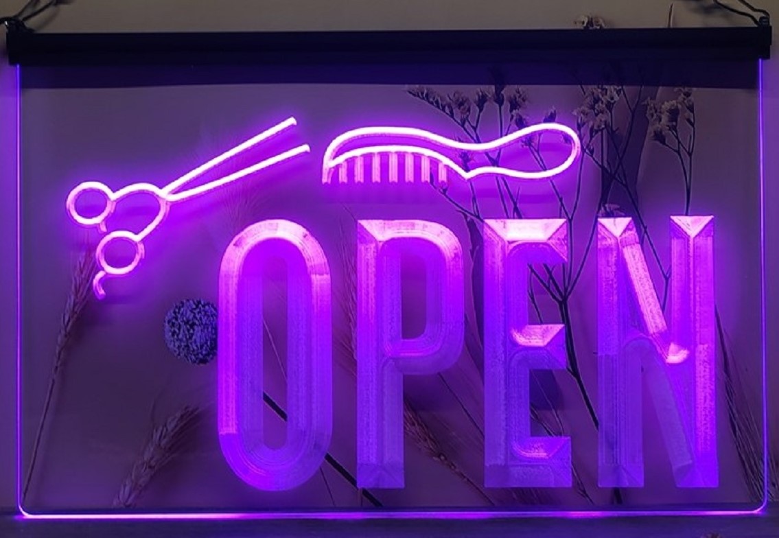 Haircut Salon Open Led Neon Sign Barber Shop Haircut Salon Decor
