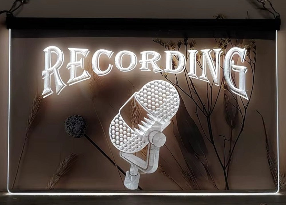 Recording Mic Led Neon Sign Home Studio Room Audio Studio Decor