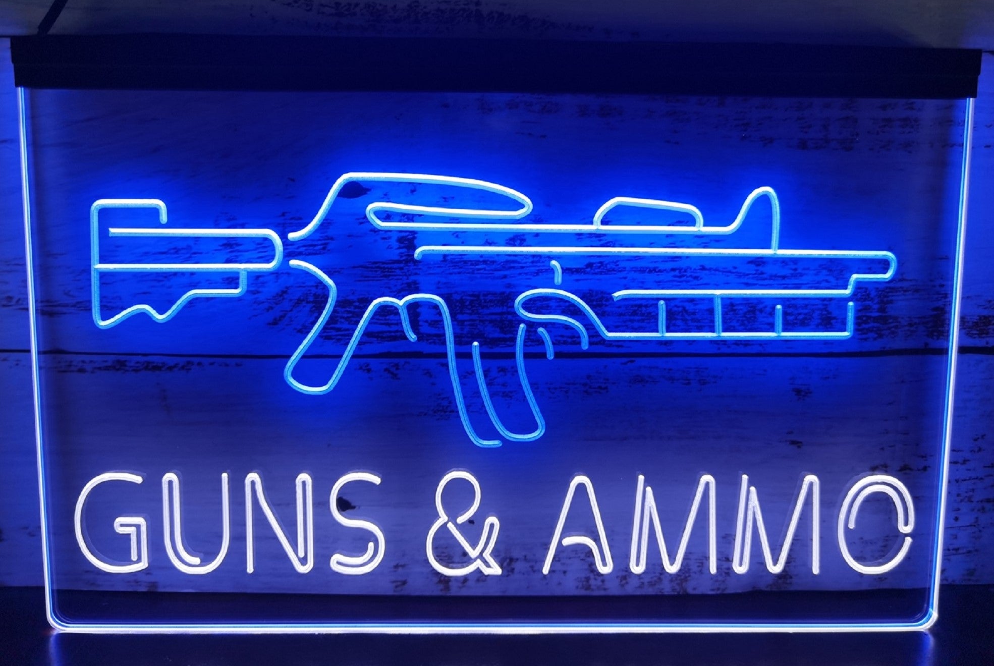 Guns & Ammo Led Neon Sign Dual Color Wall Hanging Or Desktop Decor