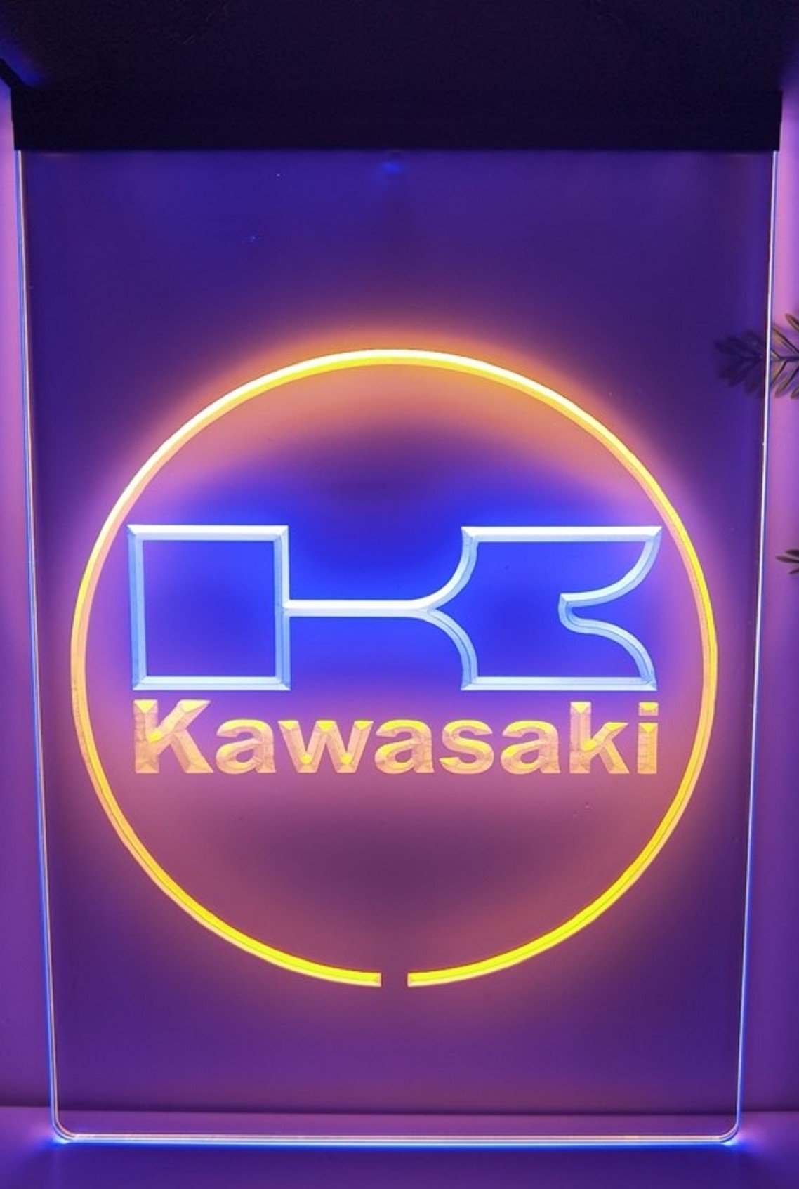 Kawasaki Led Neon Sign Dual Color Motorcycle Dealer Repair Shop Decor