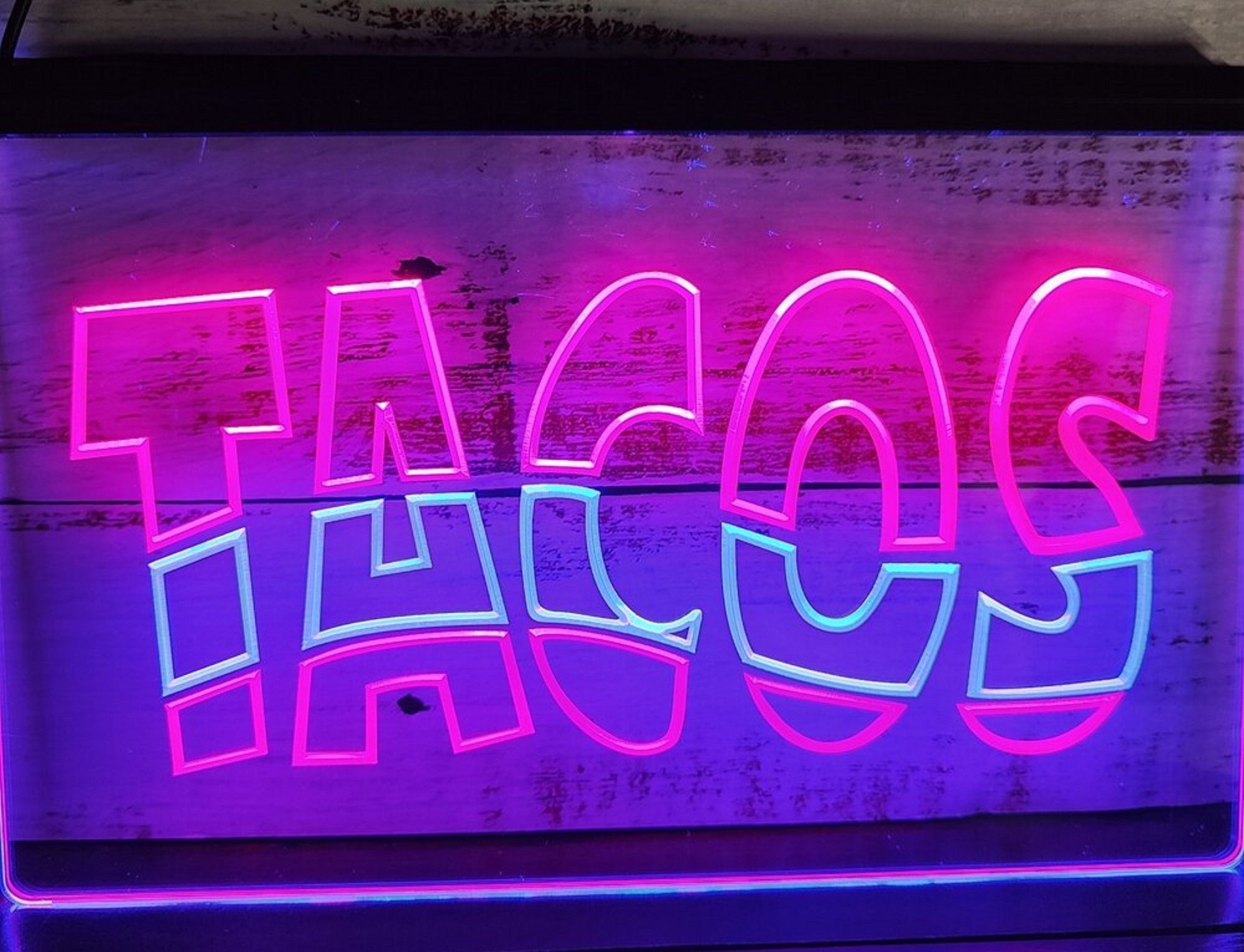 Tacos Led Neon Sign Dual Color Mexican Restaurant Wall Or Desktop Decor
