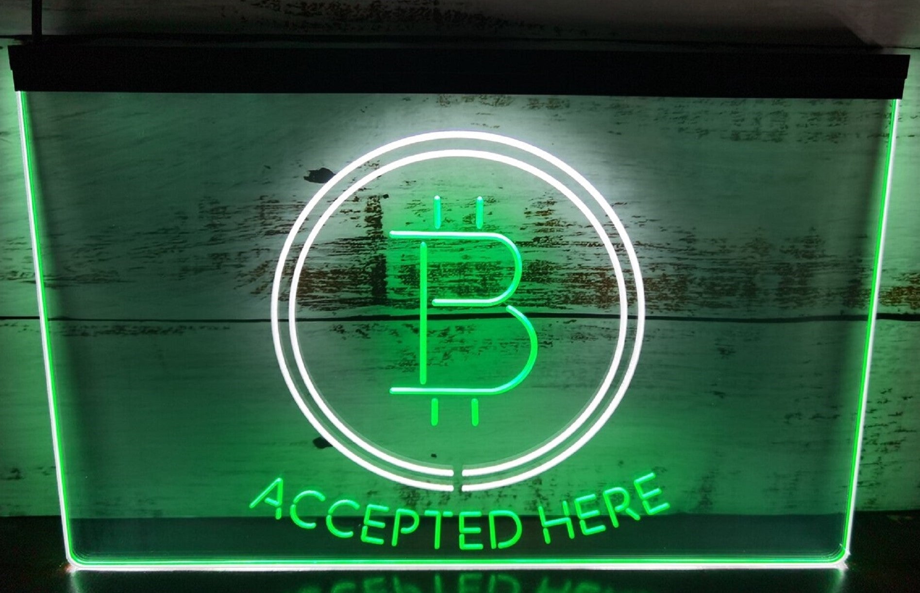 Bitcoin Accepted Here Led Neon Sign Dual Color Store Office Wall Hanging Desktop Decor
