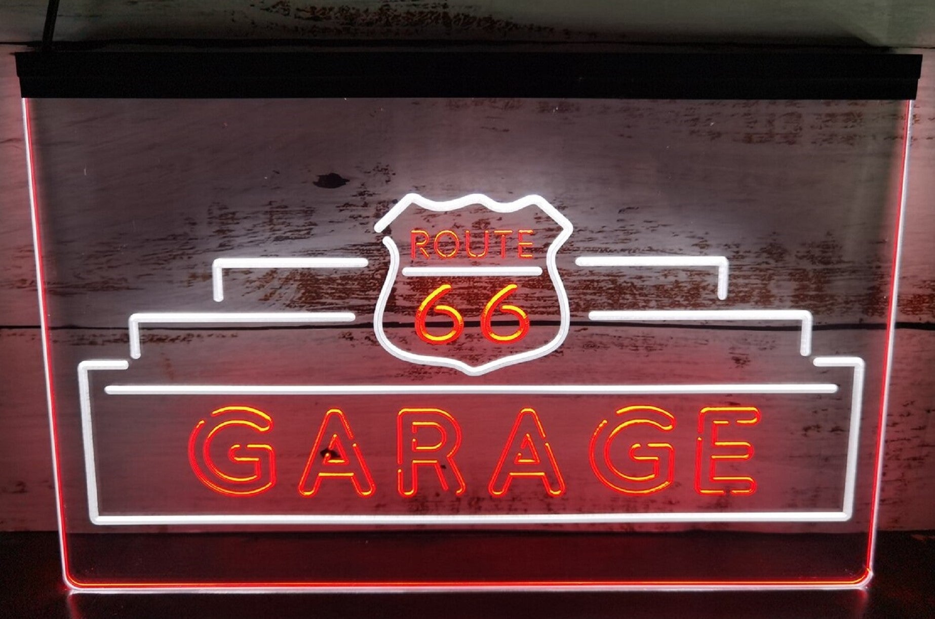 Route 66 Garage Led Neon Sign Dual Color Wall Hanging Desktop Decor