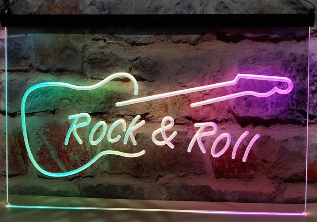 Guitar Rock & Roll Led Neon Sign Multi Mode Home Music Room Recording Studio Decor