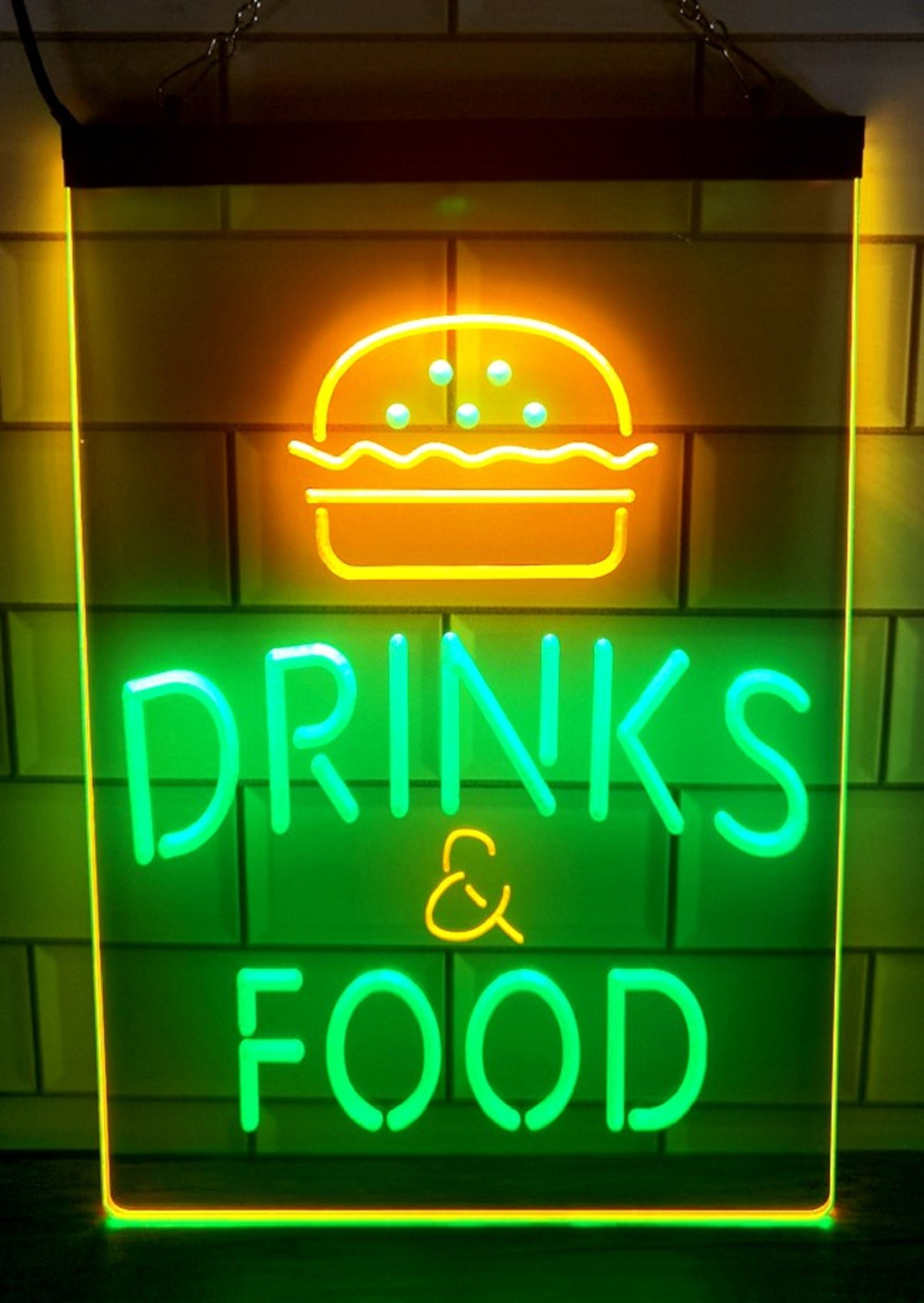 Burger Drinks Food Led Neon Sign Dual Color Kebab Burger Restaurant Decor