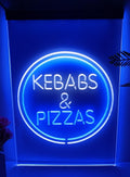 Kebabs & Pizzas Led Neon Sign Dual Color Kebab Burger Pizza Restaurant Decor