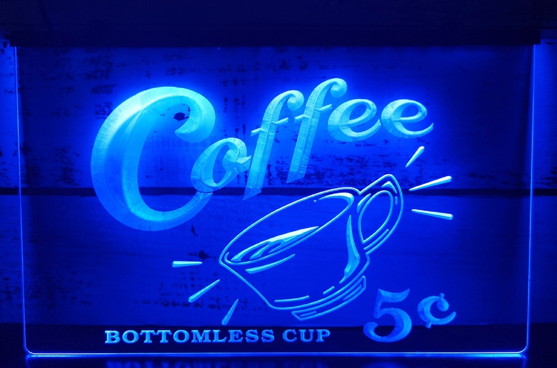 Coffee 5 Cents Bottomless Cup Led Neon Sign Vintage Sign Coffee Shop Decor