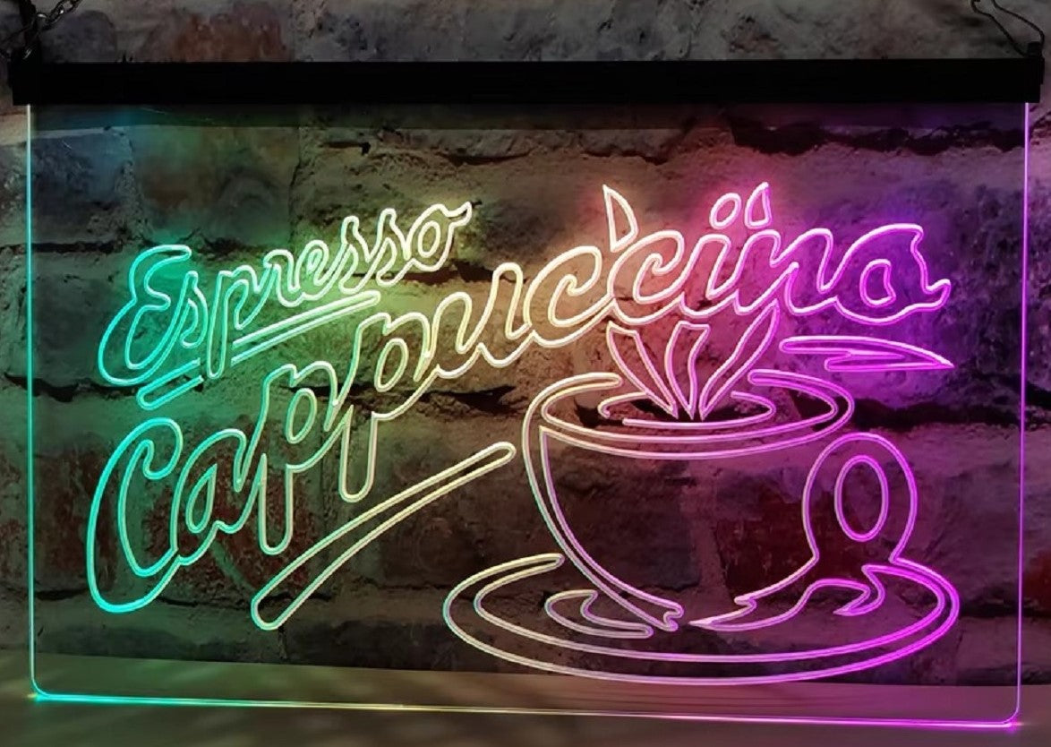 Espresso Cappuccino Led Neon Sign Multi Mode Home Coffee Shop Decor