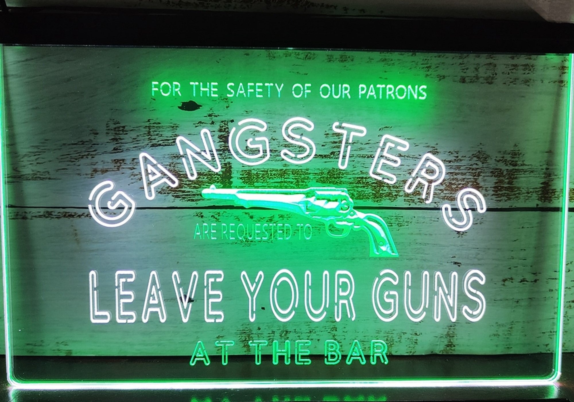 Cowboys Leave Your Guns Led Neon Sign Dual Color Wall Hanging Or Desktop Decor