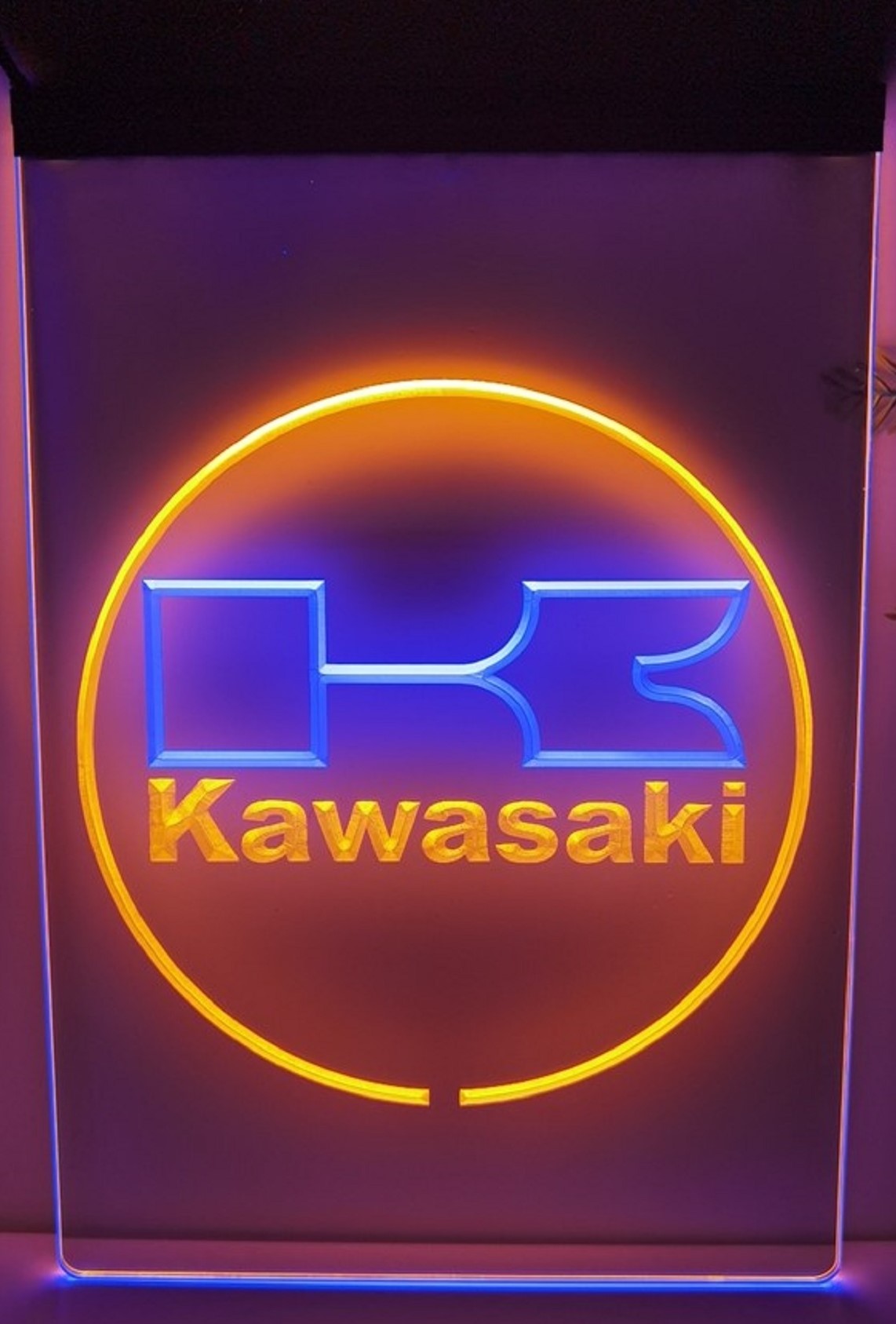 Kawasaki Led Neon Sign Dual Color Motorcycle Dealer Repair Shop Decor