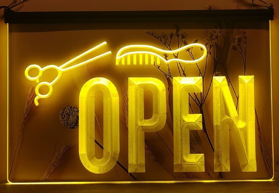 Haircut Salon Open Led Neon Sign Barber Shop Haircut Salon Decor