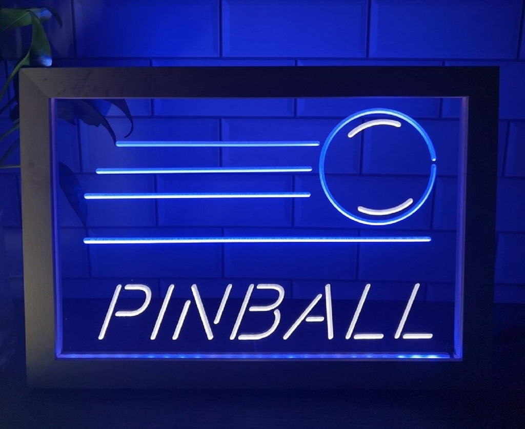 Pinball Led Neon Sign Framed Arcade Pinball Shop Decor Wall Or Desktop