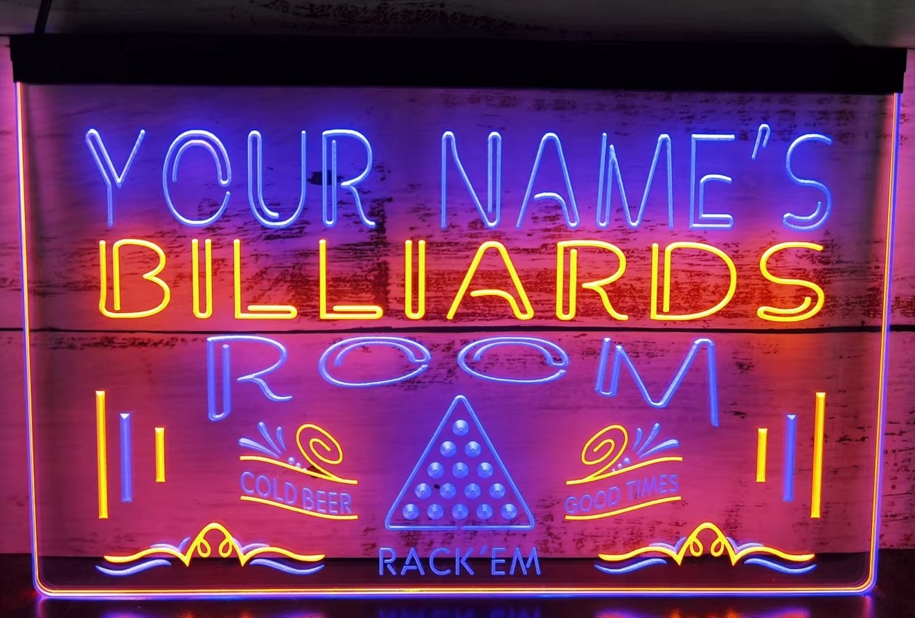 Custom Your Name Billiards Led Neon Sign Dual Color Wall Or Desktop Decor