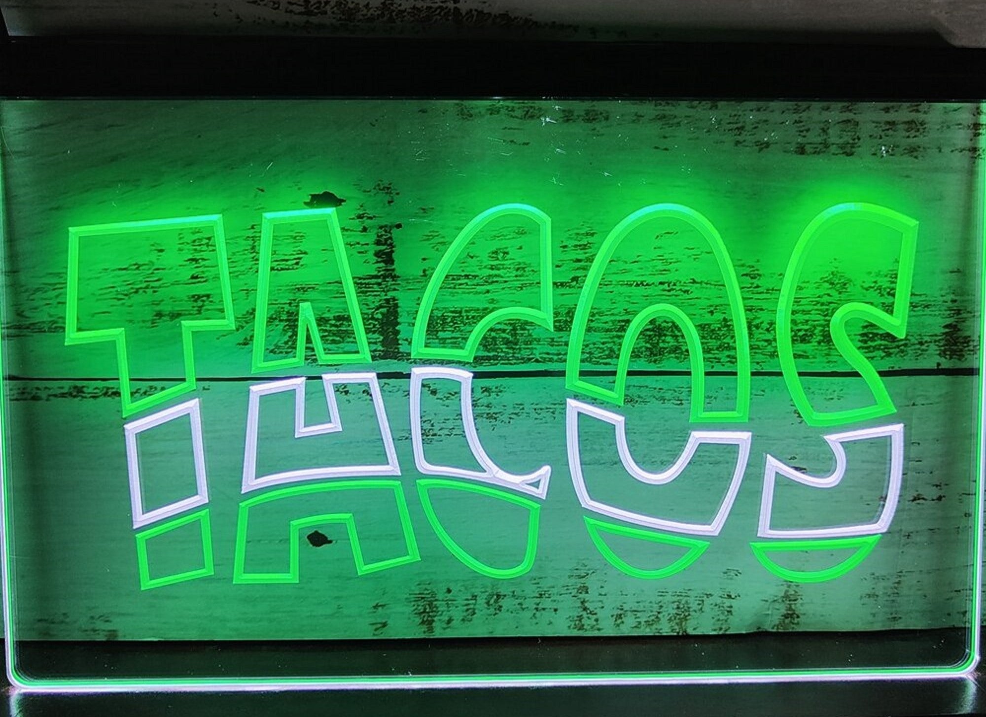 Tacos Led Neon Sign Dual Color Mexican Restaurant Wall Or Desktop Decor