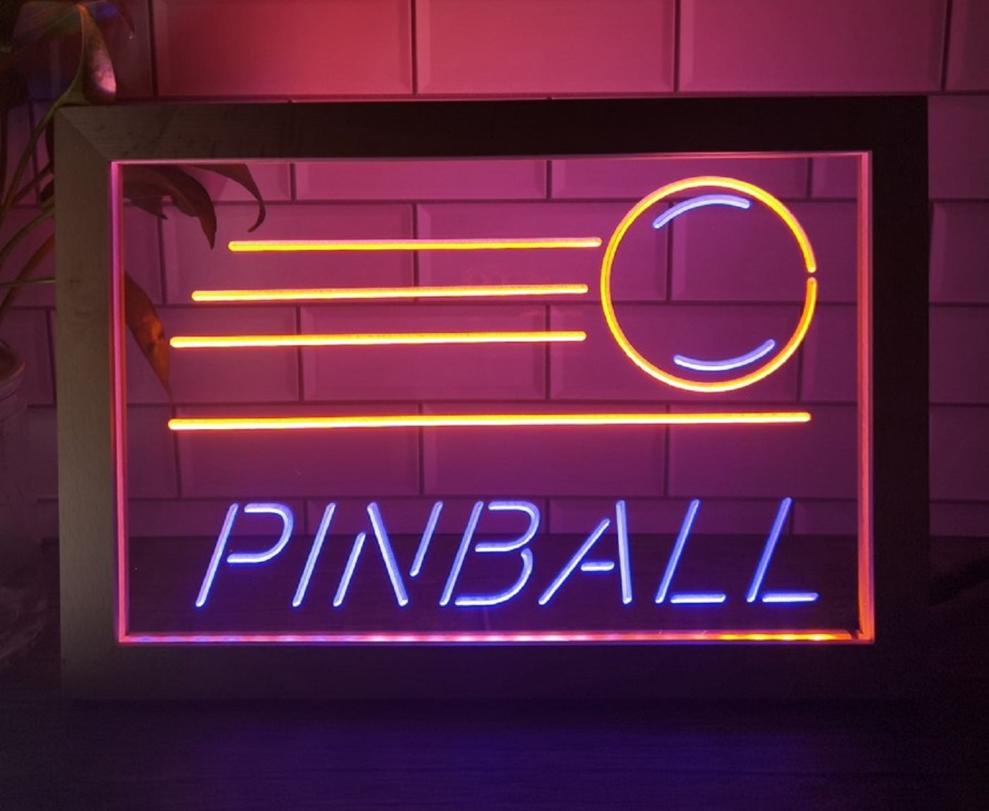 Pinball Led Neon Sign Framed Arcade Pinball Shop Decor Wall Or Desktop