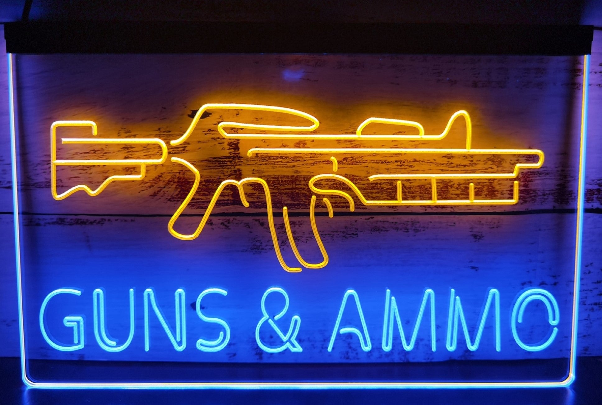 Guns & Ammo Led Neon Sign Dual Color Wall Hanging Or Desktop Decor